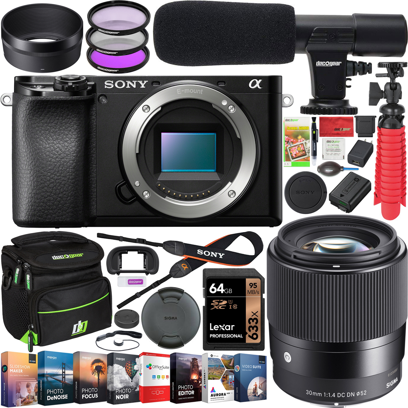 Sony a6100 Mirrorless Camera Body 4K + Sigma 30mm F1.4 DC DN C 
