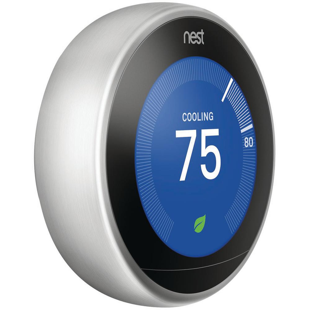 Google Nest Learning Thermostat (3rd Gen,Polished Steel) +Thermostat Wall Plate 813917022030 | eBay