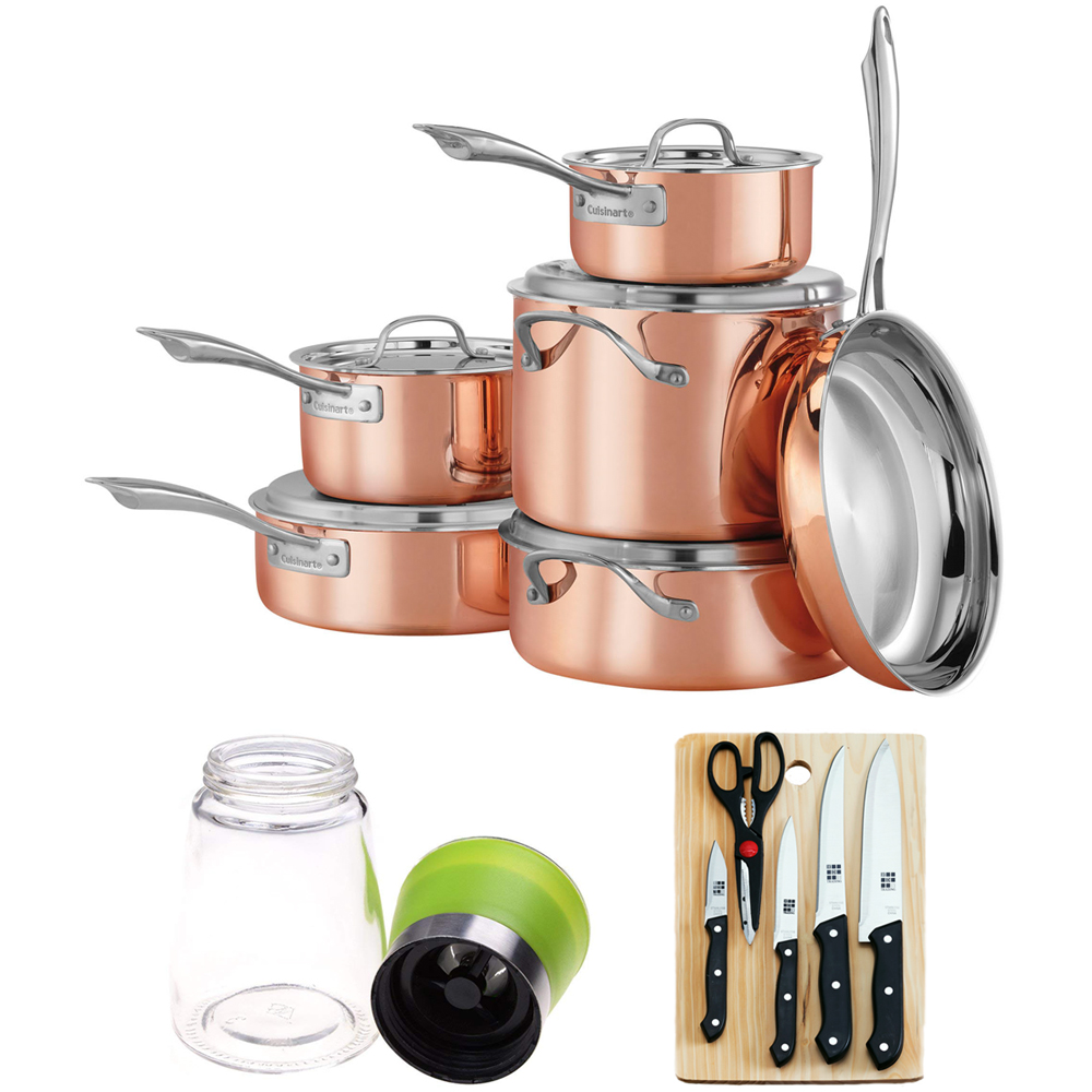 Cuisinart Copper Tri-Ply Stainless Steel 11-Piece Cookware Set +5pc Cuisinart 3 Ply Stainless Steel Cookware