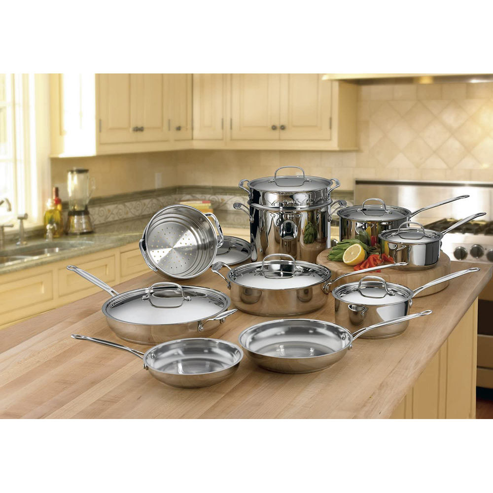 Cuisinart Chef's Classic Stainless Cookware 17 pc.Set 86279101846 | eBay Cuisinart Stainless Steel 17 Pc Cookware Set