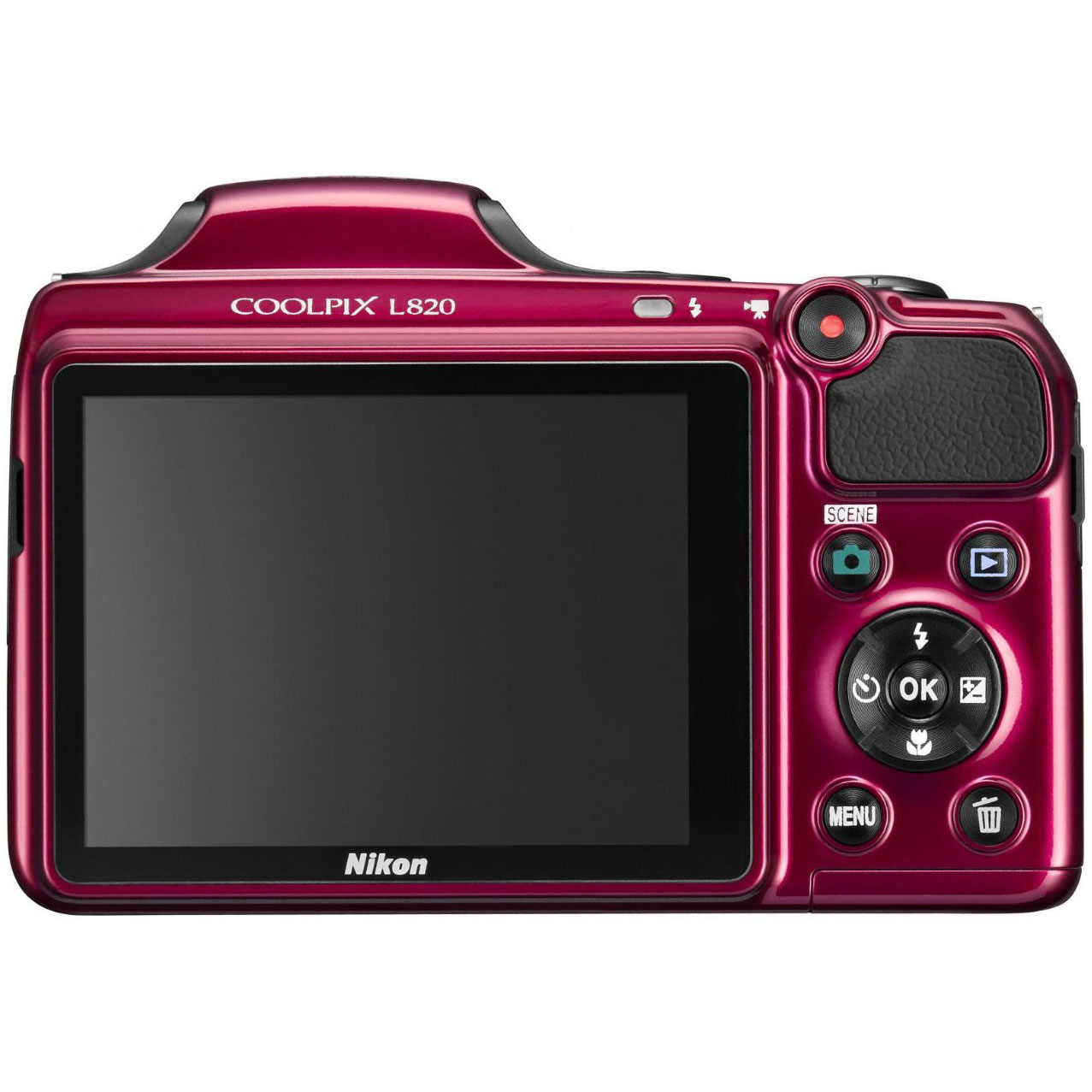 Nikon COOLPIX L820 16 MP 1080p 30x Zoom Red Digital Camera Factory