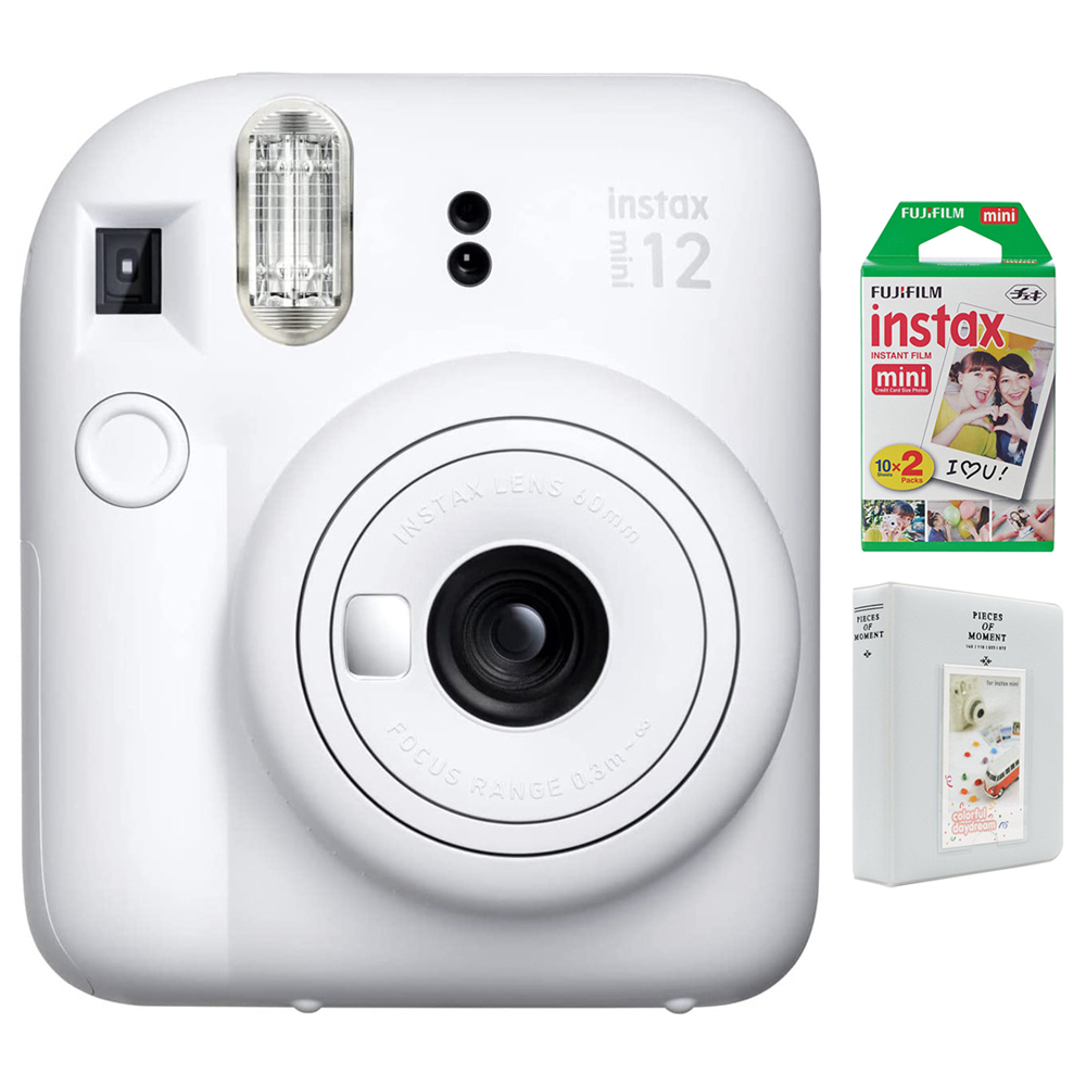 Fujifilm Instax Mini 12 Instant Camera, Clay White w/ Instant Film